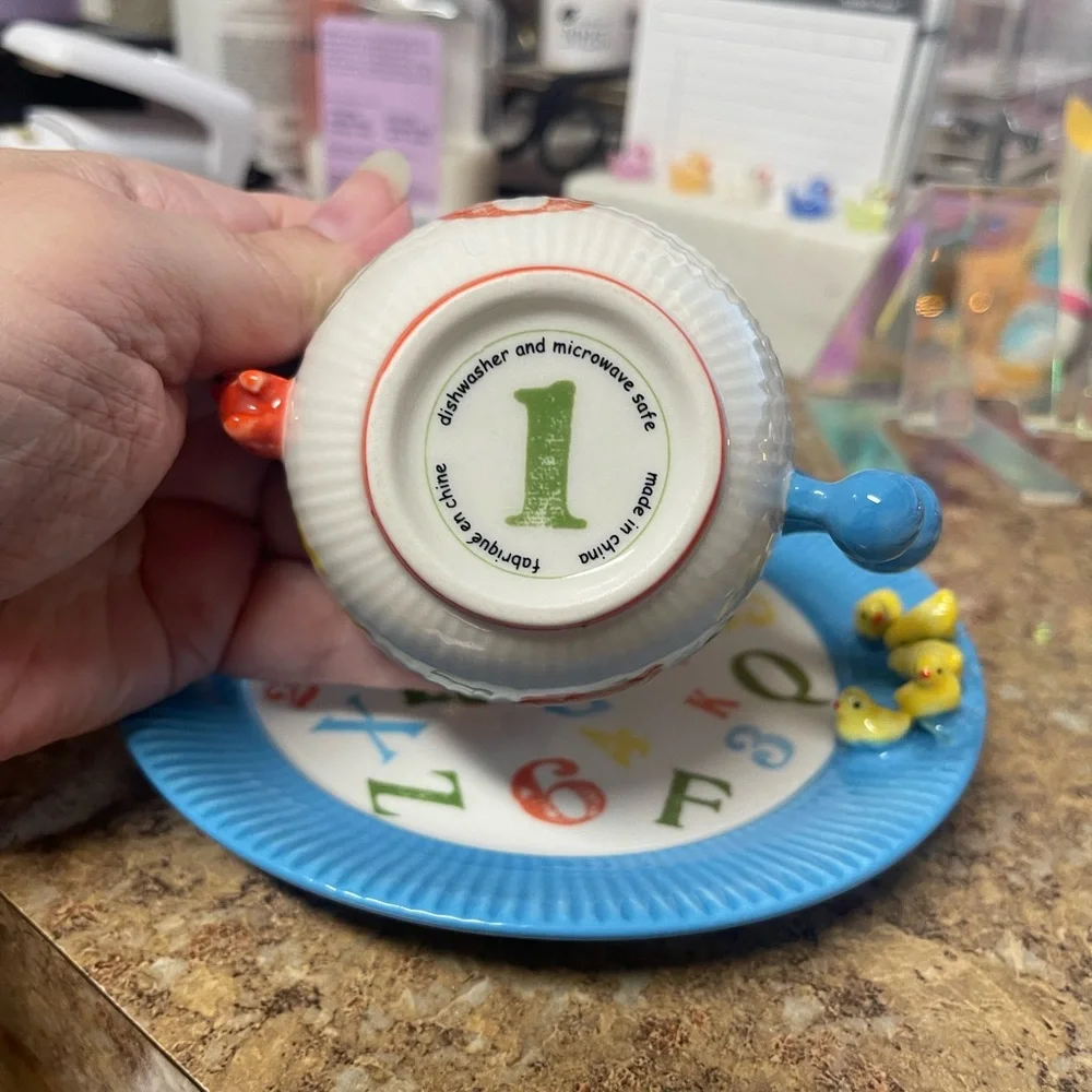 Anthropologie 3D Alphabet Cup and Saucer Set